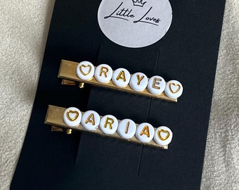 Personalised Gold Hair Clip: Children's Name, Party Favor