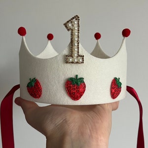 Strawberry birthday party crown
