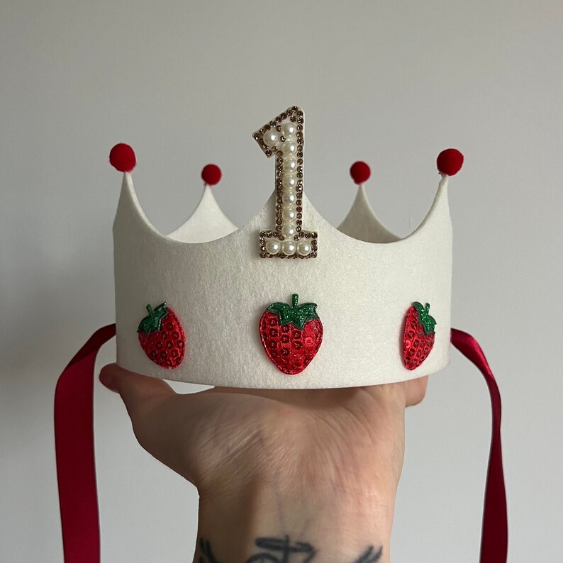 Strawberry birthday party crown