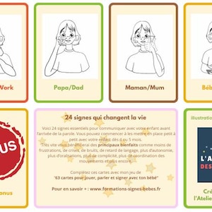 Tarjetas de lenguaje de señas para bebés: 24 signos esenciales: emociones, comidas, familia, animales. Lengua de señas para niños de 0 a 3 años. Regalo para recién nacidos y padres.