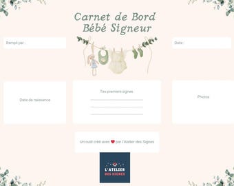 Baby Sign Language Logbook PDF to print – sign language journal – first sign tracking – original baby gift