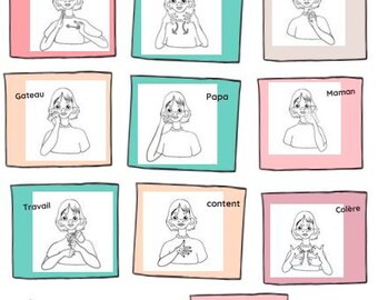 7 Printable Baby Sign Language Posters – Nursery and Home Collection – Illustrated Signs – Educational Decoration