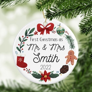 Personalised First Christmas as Mr and Mrs, Couple Ornament, Bauble Decoration, Christmas Decoration, Mr and Mr, Mrs and Mrs