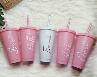 Personalised Cold Cup tumbler, bridesmaid tumbler, maid of honour cup, bridesmaid gift, flower cup, bridesmaid cold cup