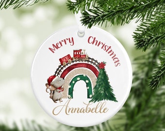 Personalised Christmas round ceramic Bauble decoration