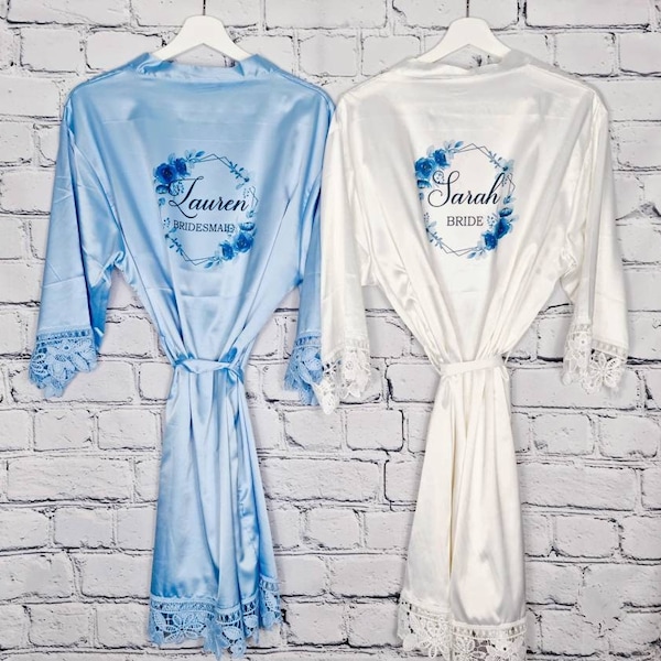 Baby blue  Personalised bridal party Robes, Bridesmaid robes, bride gift, bridesmaid box