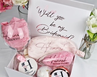 Bridesmaid gift box set, bridesmaid proposal, will you be my bridesmaid, personalised gift box, bridesmaid gift