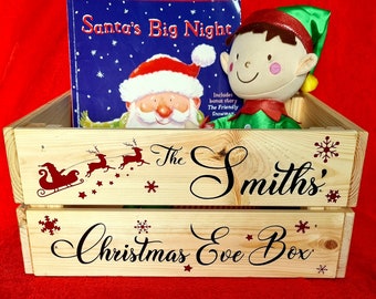 Personalised family Christmas Eve box, Personalised Christmas Eve crate, wooden Christmas Eve Gift box