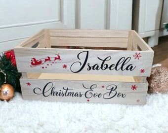 Personalised Christmas Eve crate, Christmas Eve box, Christmas gift box, lightweight wooden Christmas Eve box,