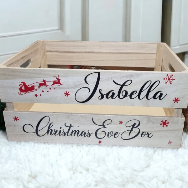 Personalised Christmas Eve crate, Christmas Eve box, Christmas gift box, lightweight wooden Christmas Eve box,