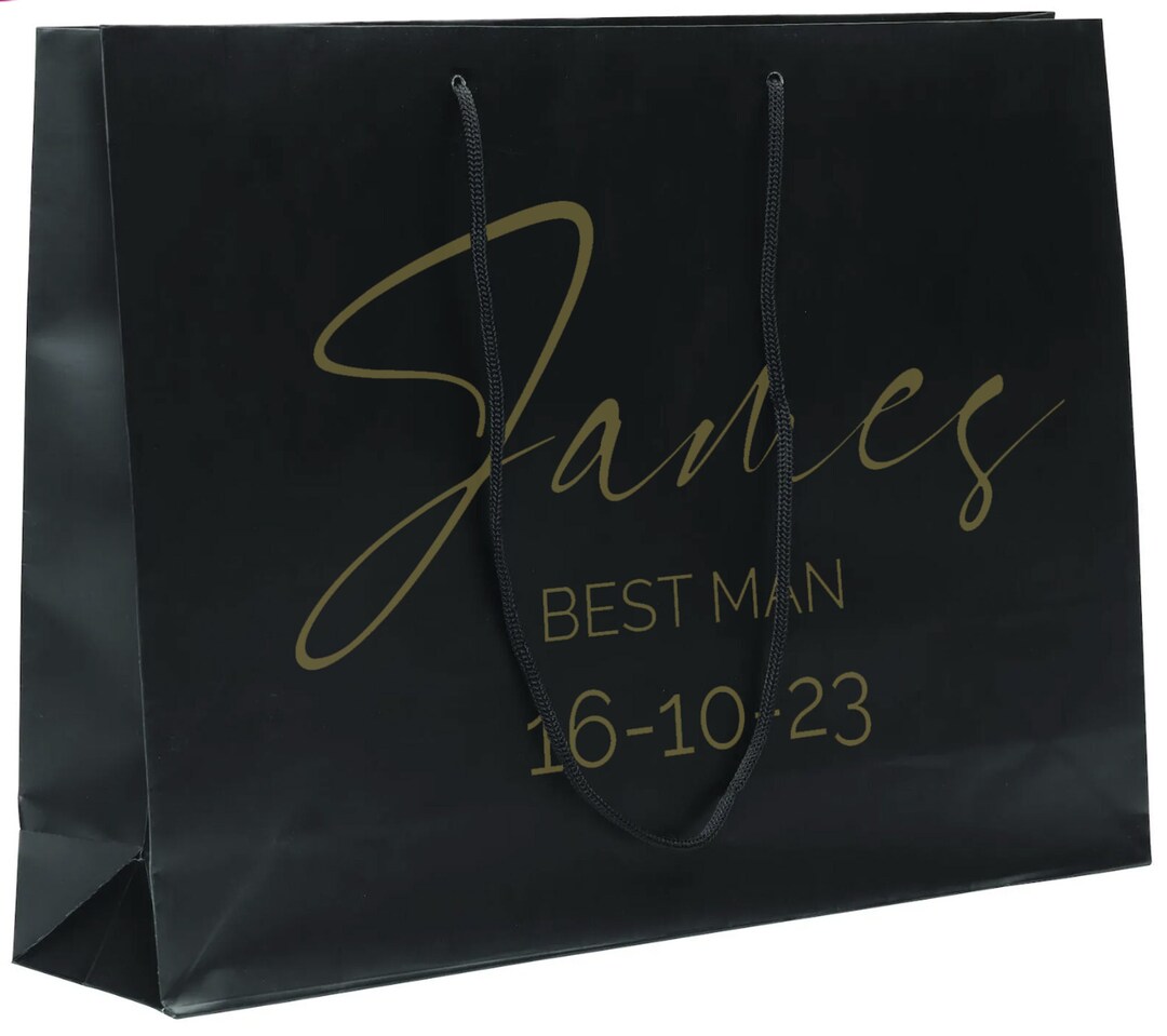 Men's Black Gift Bag, Best Man Gift Bag, Groomsman Gift Bag, Groom Gift