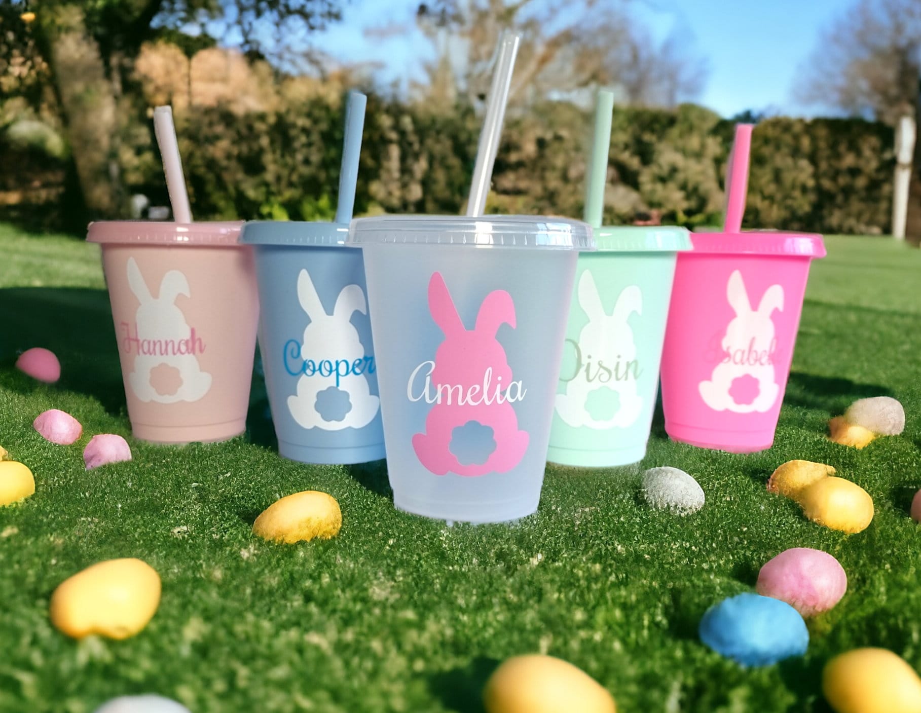 Children&#39;s Easter cup, Personalised Easter Cups, Bunny Cup, kids cup, Easter Gift, Children&#39;s cup with straw