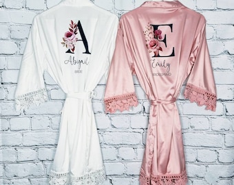 Personalised Bridesmaid Robes, Bridal Party Robes, Wedding Dressing Gowns, Satin Bridal Robes, Wedding Robes