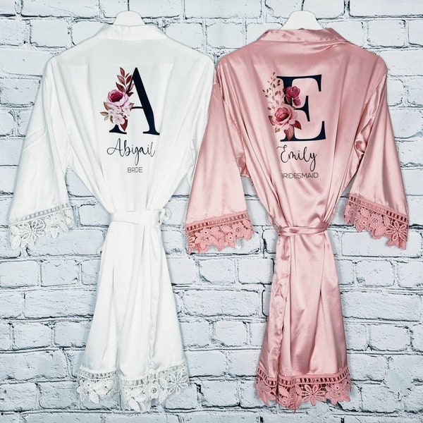 Personalised Bridesmaid Robes, Bridal Party Robes, Wedding Dressing Gowns, Satin Bridal Robes, Wedding Robes