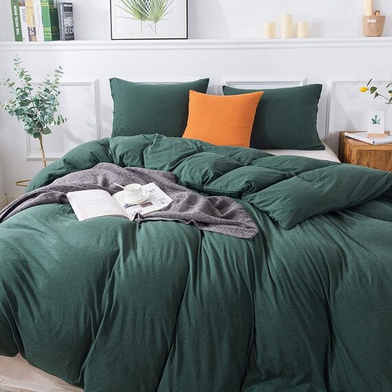 Dark Green Duvet Cover 100 Cotton Comforter Duvet Cover Etsy