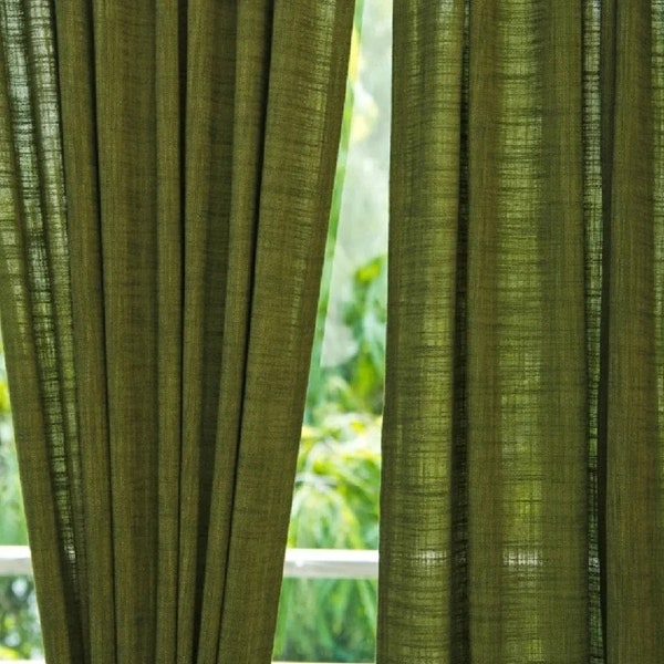 Olive Green Window Panel Curtains Etsy
