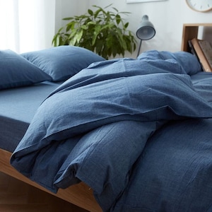 Linen 100% Pure Denim Blue Duvet Cover Comforter Duvet Cover Handmade Quilt Cover Pillow Cover Linen Bohemian Bedding