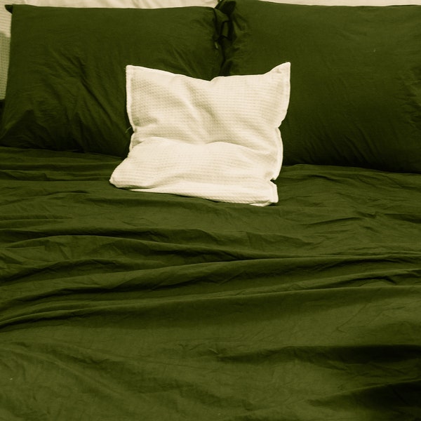 Dark Green Linen Sheets Etsy