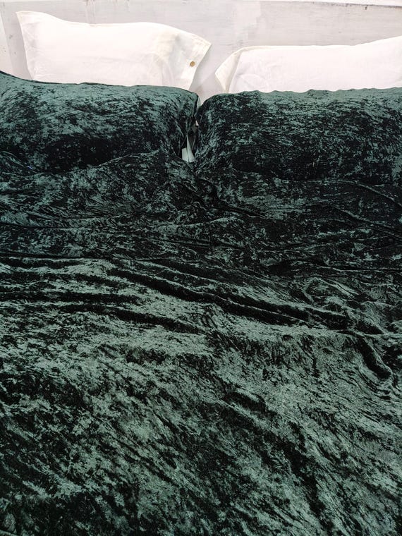 Copripiumino in velluto oliva in verde oliva, set biancheria da