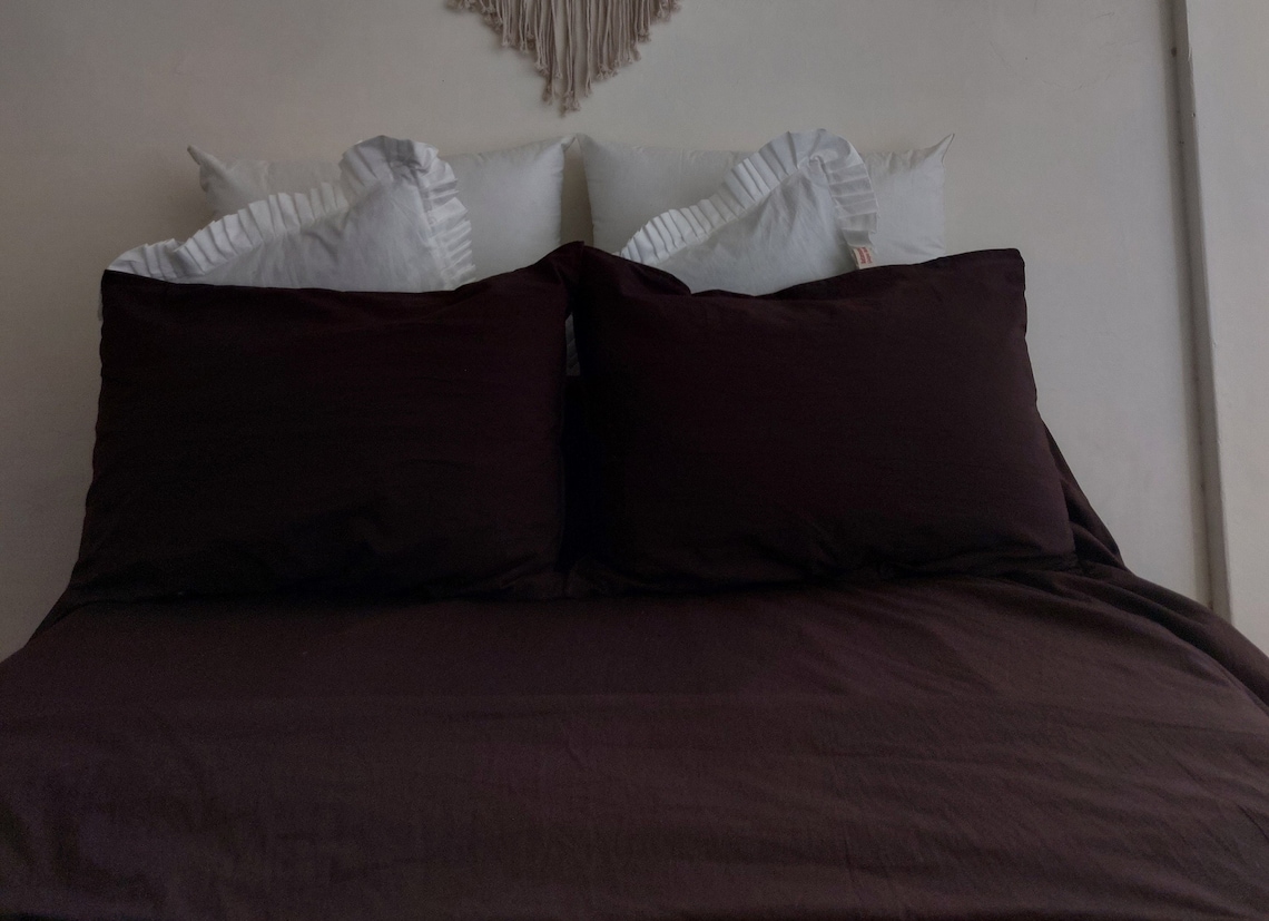 Linen 100 Dark Brown Sheet Set /dark Brown Bedding Set / Linen Bedding