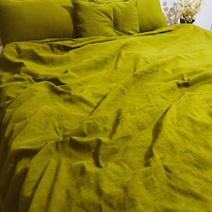 Bohemian Green  Sheet Set /Green Bedding Set /Linen Bedding Set / 1 Flat Sheet + 1 Fitted Sheet + 2 Pillowcases / Christmas Gift