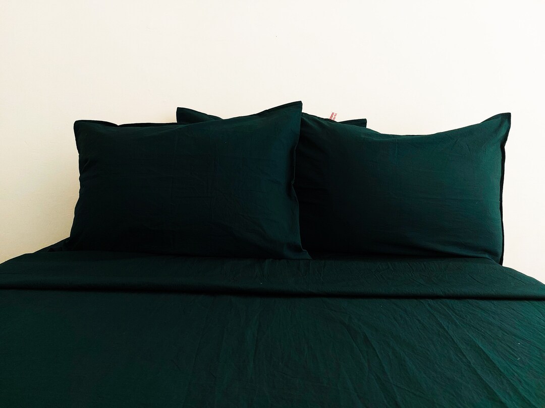 Emerald Green Duvet Cover Emerald Green Color Washed Linen Etsy