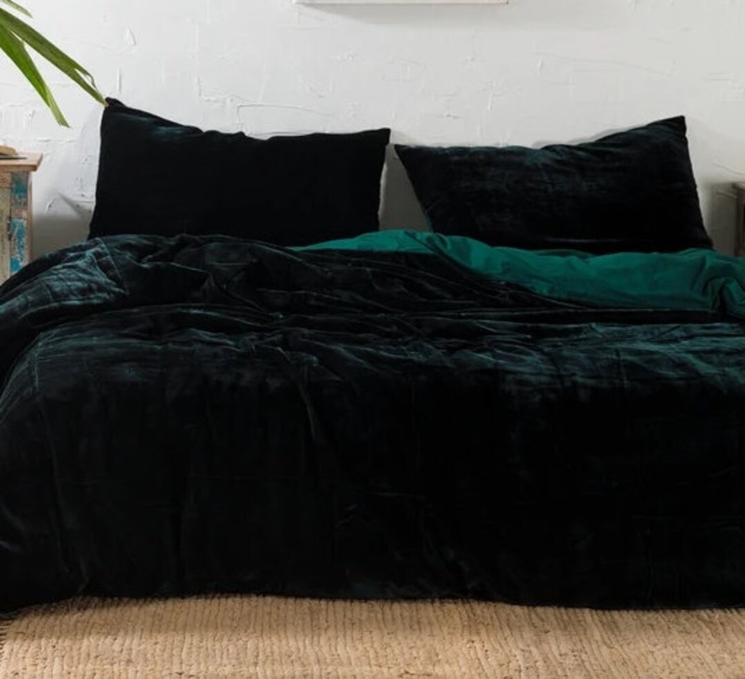 100 Velvet Emerald Green Duvet Cover Velvet Comforter Duvet Etsy