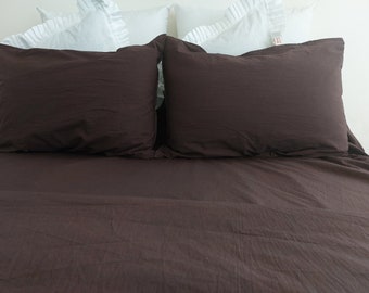 Cotton Duvet Cover In Chocolate Brown Washed Cotton Duvet Cover With PillowCases King Queen Double Full Twin Duvet Quilt Comforter Cover Set