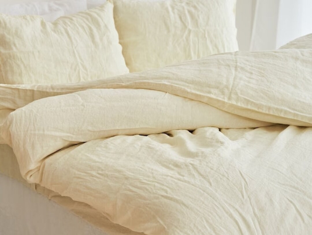 Linen 100 Pure Cream Color Duvet Cover Duvet Cover Handmade