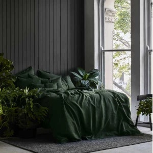 Linen 100% Pure Forest Green Duvet Cover With Button Closure Luxurious Cozy Comfy Soft  Bedding Set Duvet Pillowcase Set, Christmas Gift .
