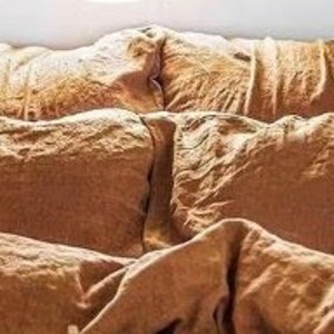 Linen 100% Pure Cinnamon  duvet cover Comforter /Duvet cover Handmade Quilt Cover pillow Cover Cotton Bohemian Bedding