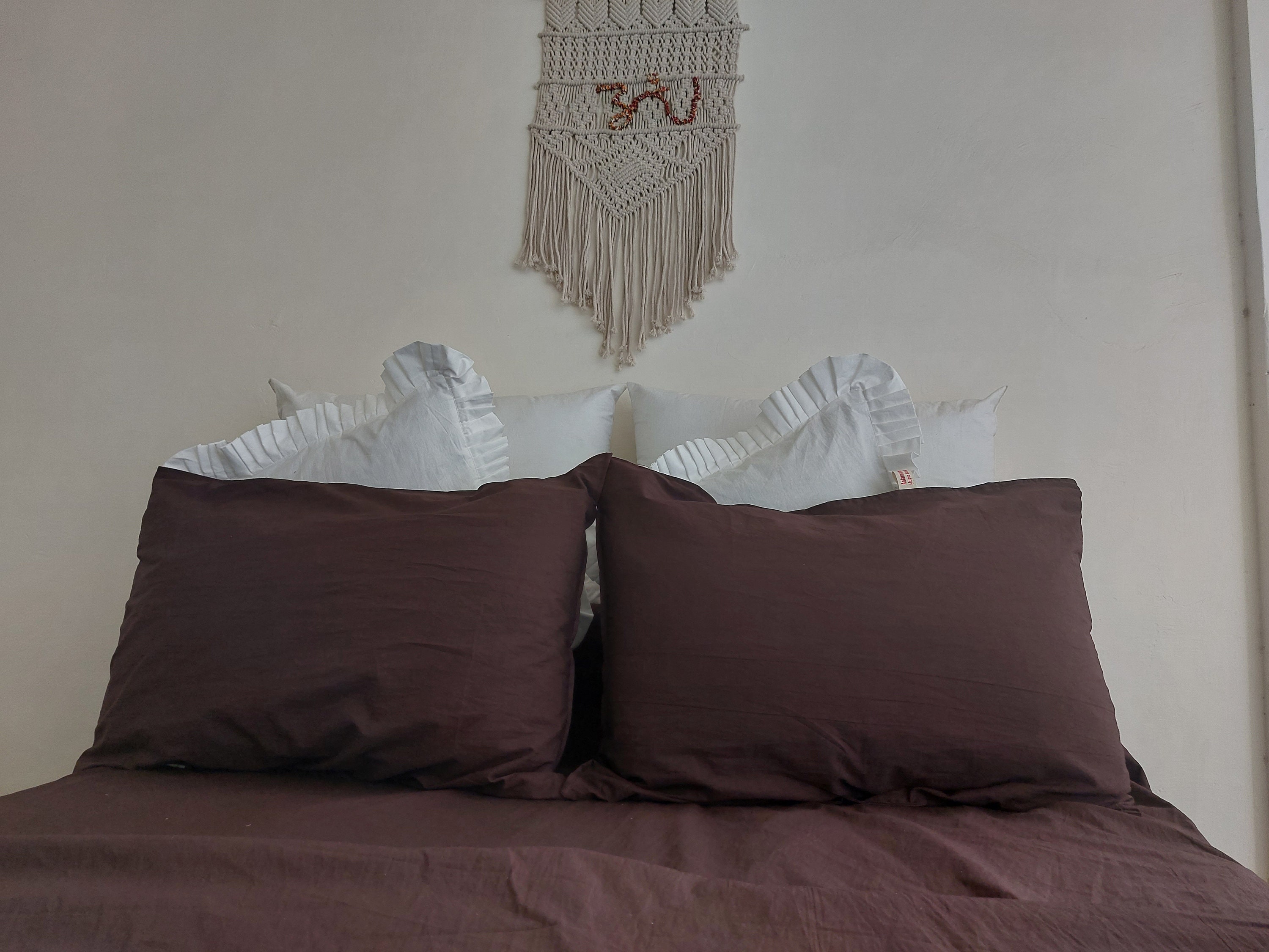 Checkered Linen Set - Brown