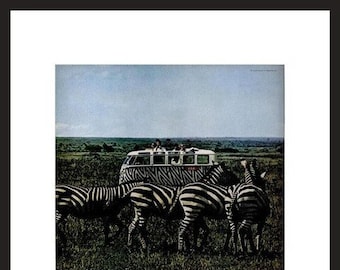 Framed Original Ad from June 1967 LIFE Magazine | VW Bus on Safari | Colorful and Fun Vintage & Retro VW Ad