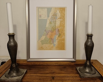 Battles & Conquests of the Hasmoneans | Framed Historic Map Rescued from 1965 Israeli Atlas | Frame Size 30x40 cm | 11.75x15.75"