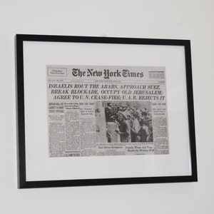 1967 Six Day War | Jerusalem Captured | Framed Historic Reprint | New York Times