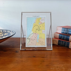 Königreiche Jehuda & Israel | Gerahmte Historische Karte Gerettet aus dem Israelischen Atlas Gedruckt 1965 | Rahmengröße 20x25cm | 20x26cm