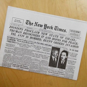 Israel is Born Newspaper | Official 16-Page Reprint of New York Times of May 15, 1948 Covering Israel's Establishment