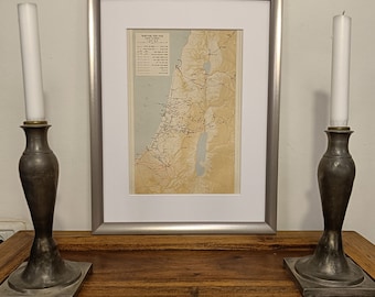 Battles of British vs. the Ottoman Turks  | Framed Historic Map Rescued from 1965 Israeli Atlas | Frame Size 30x40 cm | 11.75x15.75"