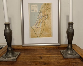 King David's Conquests | Framed Historic Map Rescued from 1965 Israeli Atlas | Frame Size 30x40 cm | 11.75x15.75"