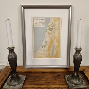 Belangrijkste veldslagen in de Onafhankelijkheidsoorlog van 1948 | Ingelijste historische kaart gered uit 1965 Israëlische atlas | Framemaat 30x40cm | 11,75x15,75"