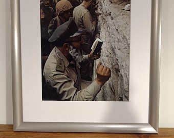 Framed Original Historic LIFE Magazine Page | IDF Chief Rabbi Shlomo Goren at the Western Wall | Original Page | Size 30x40cm | 11.75x15.75"