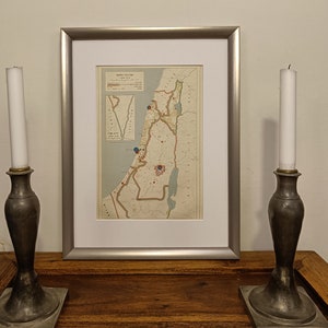 Israel on the Eve of the Independence War | Framed Historic Map Rescued from 1965 Israeli Atlas | Frame Size 30x40 cm | 11.75x15.75&quot;
