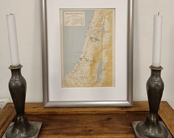 Initial Battles of 1948 Independence War  | Framed Historic Map Rescued from 1965 Israeli Atlas | Frame Size 30x40 cm | 11.75x15.75"