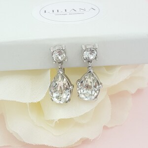 TRIFARI Rhinestone Teardrop Clip on Earrings Vintage Earrings Pre-owned image 2