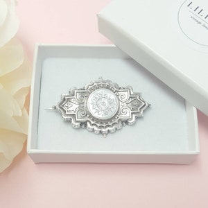Sterling Silver Aesthetic Sweetheart Brooch | Antique Mourning Brooch | Gift | Pre-owned