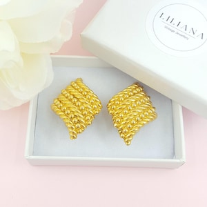 Vintage Swarovski Gold Plated Square Earrings | Gift | Pre-owned