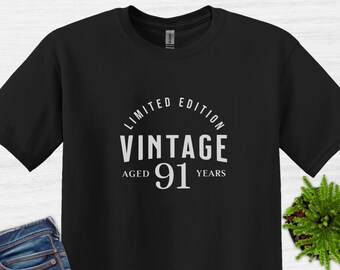 91 Birthday Limited Edition Vintage T-Shirt, 91st Birthday Shirt, Funny 91st Birthday party T-shirt for Men and Women, Born in 1934 awesome