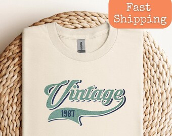 Chemise vintage 1987, t-shirts vintage pour hommes et femmes, Né en 1987, Chemise Made in 1987, idée cadeau chemise 37e anniversaire, génial depuis 1987