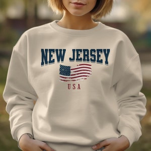 New Jersey Sweatshirt, New Jersey gifts, New Jersey shirts gift, New Jersey American Flag, New Jersey tshirts, New Jersey crewneck sweater