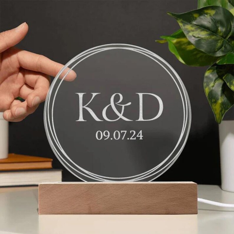 Monograms Led Personalized Acrylic Wedding Monogram: Engraved Engagement Gift With ...